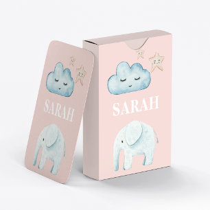 Modern Pastel Rosa & Blue Child Namn Casinokort