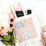 Modern Pastel Rosa & Blue Child Namn Tygkasse<br><div class="desc">Modern Pastel Rosa & Blue Child Namn</div>