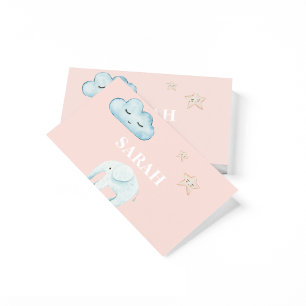 Modern Pastel Rosa & Blue Child Namn Visitkort