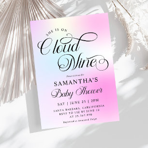 Modern Pastel Rosa Cloud Nine Baby Shower Inbjudningar