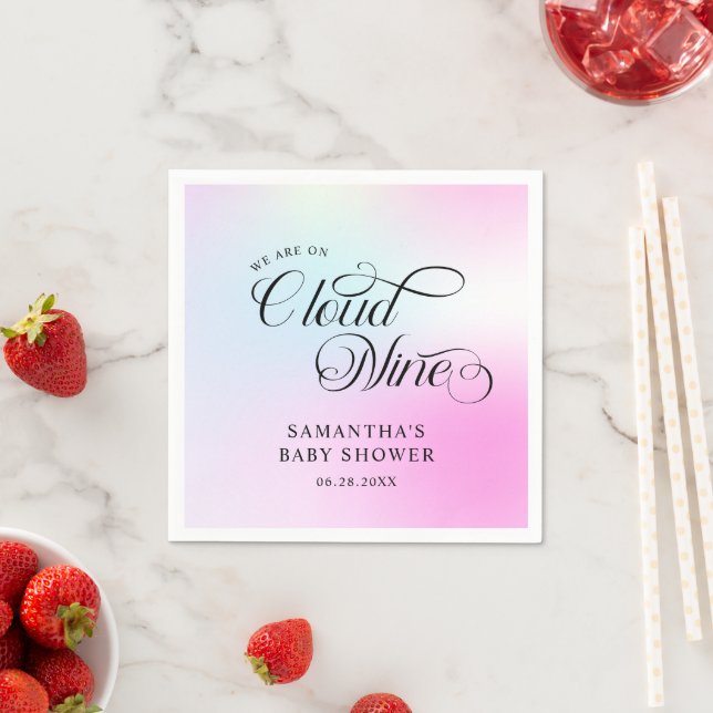 Modern Pastel Rosa Cloud Nine Baby Shower Pappersservett (Insitu)