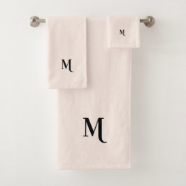 Modern Pastel Rosa Elegant Black Monogram Initial