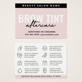 Modern Pastel Rosa Eyebrow Tint Aftercare Card Visitkort