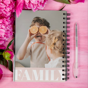 Modern Pastel Rosa Family Photo Gift Anteckningsbok