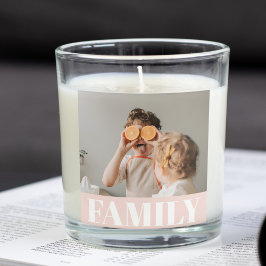 Modern Pastel Rosa Family Photo Gift Fyrkantigt Klistermärke