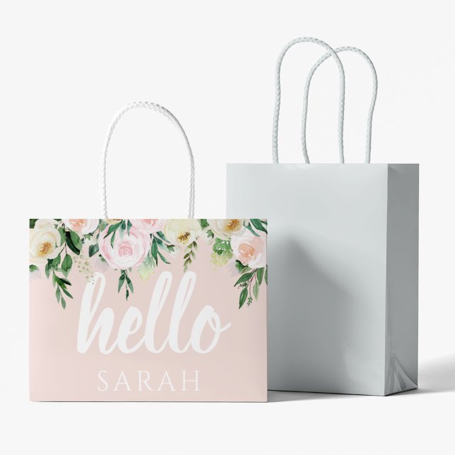 Modern Pastel Rosa Flowers Hej och du Namn (Skapare uppladdad)