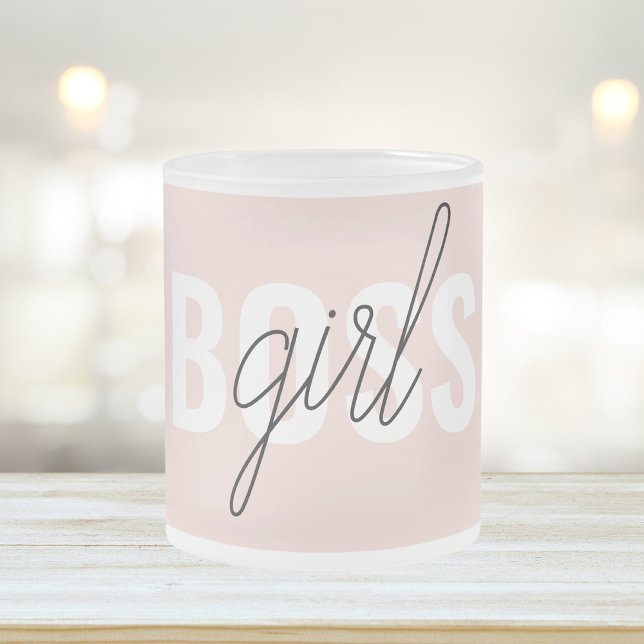 Modern Pastel Rosa Girl Girl Chef Phrase Frostad Glasmugg (Skapare uppladdad)