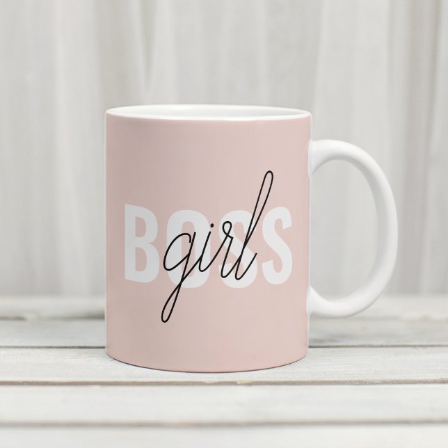 Modern Pastel Rosa Girl Girl Chef Phrase Kaffemugg (Skapare uppladdad)