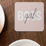 Modern Pastel Rosa Girl Girl Chef Phrase Underlägg Papper Kvadrat<br><div class="desc">Modern Pastel Rosa Girl Girl Chef Phrase</div>