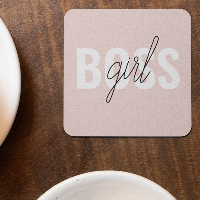 Modern Pastel Rosa Girl Girl Chef Phrase Underlägg Papper Kvadrat (Skapare uppladdad)