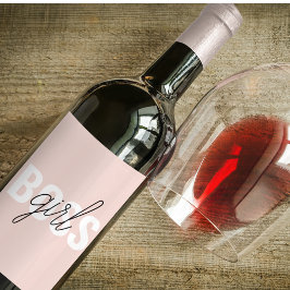 Modern Pastel Rosa Girl Girl Chef Phrase Vinflaska Etikett