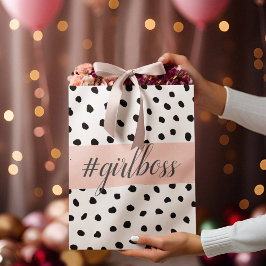 Modern Pastel Rosa Girl Girl Girl Chef & Black Dot