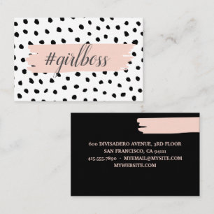 Modern Pastel Rosa Girl Girl Girl Chef & Black Dot Visitkort