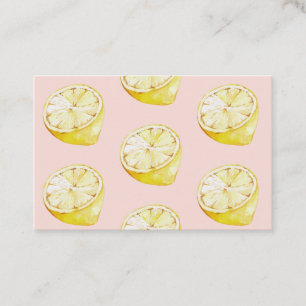 Modern Pastel Rosa & Gult Lemons Mönster Visitkort