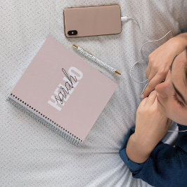 Modern Pastel Rosa Hej och du Namn Anteckningsbok