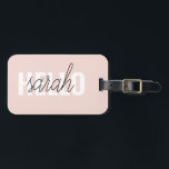 Modern Pastel Rosa Hej och du Namn Bagagebricka<br><div class="desc">Modern Pastel Rosa Hej och du Namn</div>