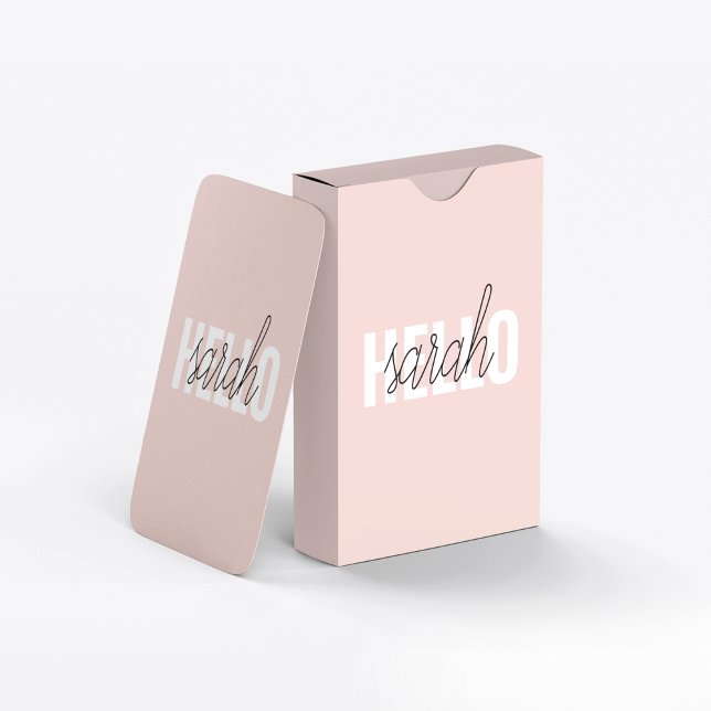 Modern Pastel Rosa Hej och du Namn Casinokort (Skapare uppladdad)