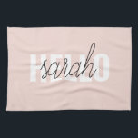 Modern Pastel Rosa Hej och du Namn Kökshandduk<br><div class="desc">Modern Pastel Rosa Hej och du Namn</div>