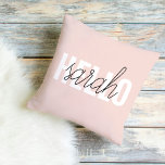 Modern Pastel Rosa Hej och du Namn Kudde<br><div class="desc">Modern Pastel Rosa Hej och du Namn</div>