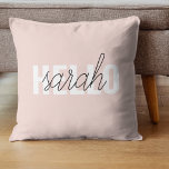 Modern Pastel Rosa Hej och du Namn Kudde<br><div class="desc">Modern Pastel Rosa Hej och du Namn</div>