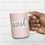 Modern Pastel Rosa Hej och du Namn Två-Tonad Mugg<br><div class="desc">Modern Pastel Rosa Hej och du Namn</div>