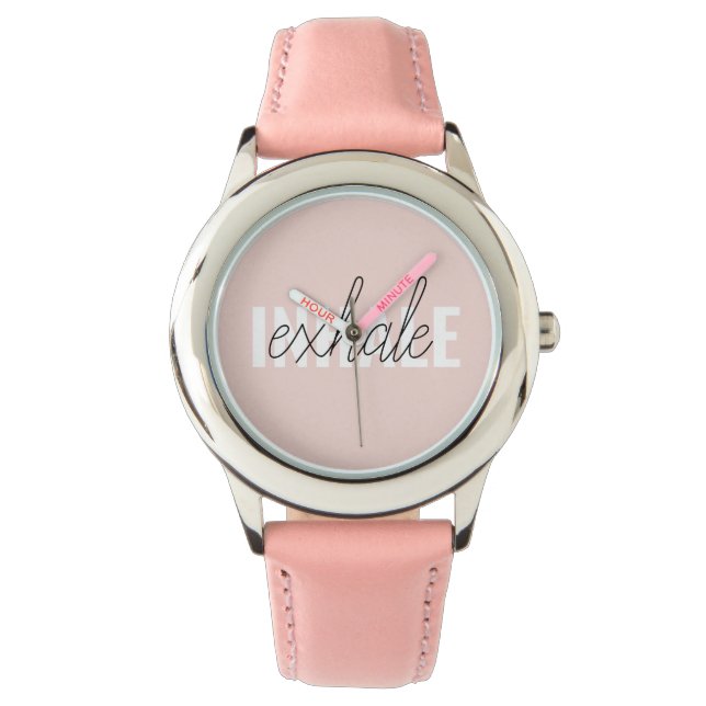Modern Pastel Rosa Inhale Exhale Quote Armbandsur (Framsida)
