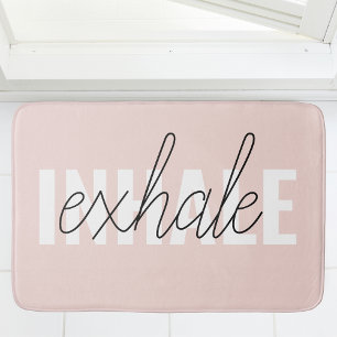 Modern Pastel Rosa Inhale Exhale Quote Badrumsmatta