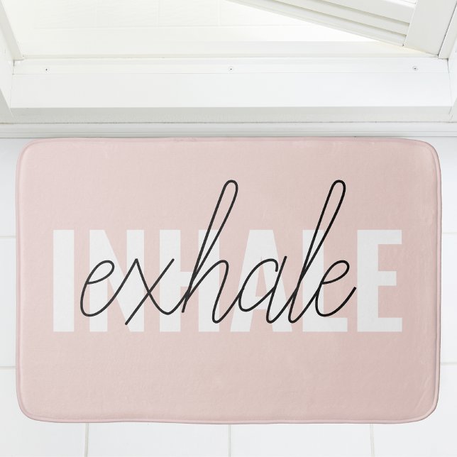 Modern Pastel Rosa Inhale Exhale Quote Badrumsmatta (Skapare uppladdad)