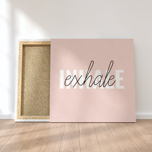 Modern Pastel Rosa Inhale Exhale Quote Canvastryck