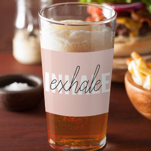 Modern Pastel Rosa Inhale Exhale Quote Glaskopp