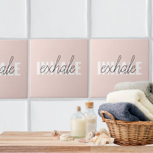 Modern Pastel Rosa Inhale Exhale Quote Kakelplatta