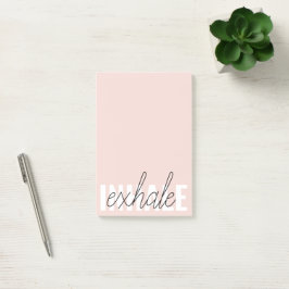 Modern Pastel Rosa Inhale Exhale Quote Post-it Block
