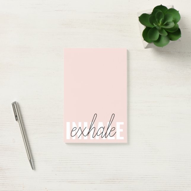Modern Pastel Rosa Inhale Exhale Quote Post-it Block (Kontor)