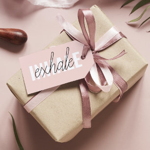 Modern Pastel Rosa Inhale Exhale Quote Presentetikett