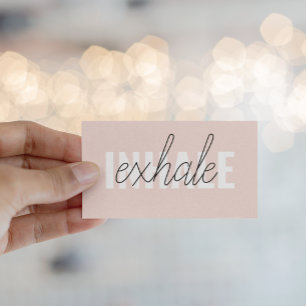 Modern Pastel Rosa Inhale Exhale Quote Visitkort