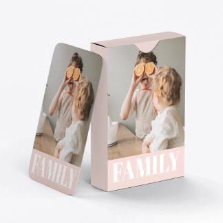 Modern Pastel Rosa Kärlek-familjfoto Casinokort