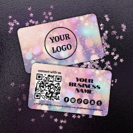 Modern Pastel rosa Light Flare QR-kod Visitkort
