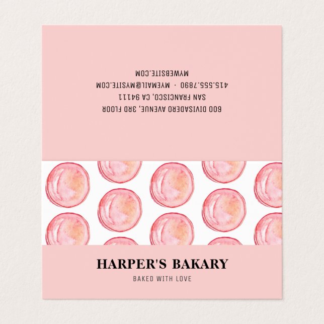 Modern Pastel Rosa Macarons Professionell Logotyp Visitkort (Utsida ovikt)
