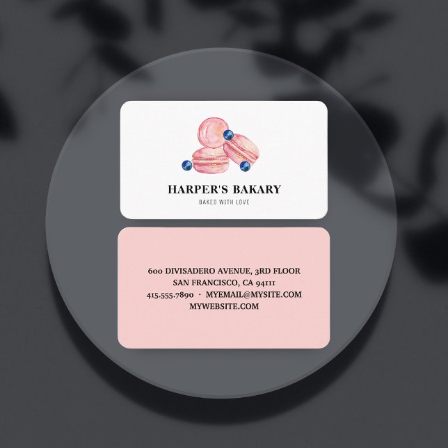 Modern Pastel Rosa Macarons Professionell Logotyp Visitkort (Skapare uppladdad)