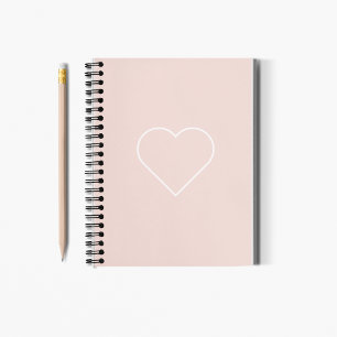 Modern Pastel Rosa och minimalistiskt hjärtglappat Anteckningsbok
