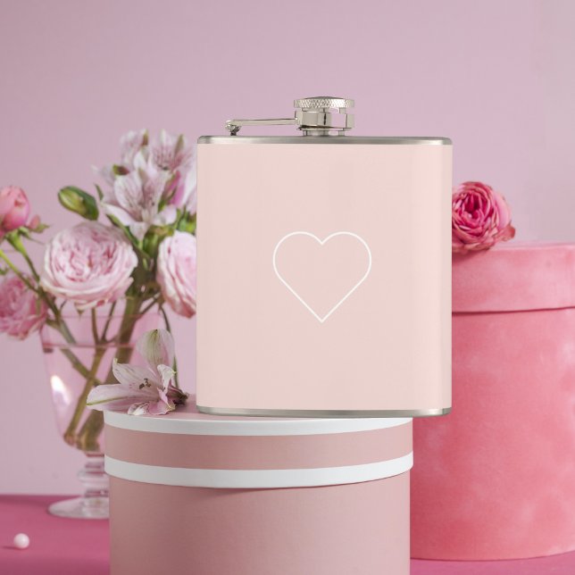 Modern Pastel Rosa och minimalistiskt hjärtglappat Fickplunta (Skapare uppladdad)