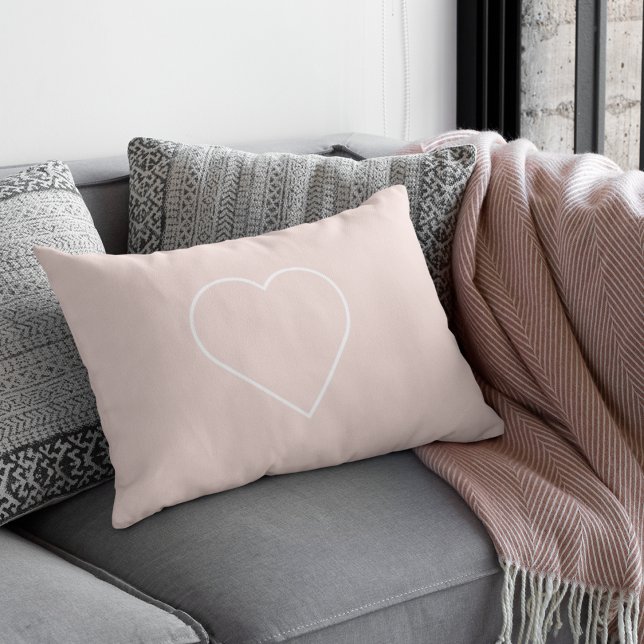 Modern Pastel Rosa och minimalistiskt hjärtglappat Lumbarkudde (Skapare uppladdad)