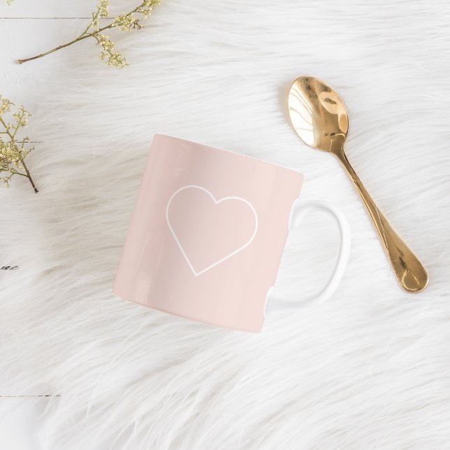 Modern Pastel Rosa och minimalistiskt hjärtglappat Mugg (Skapare uppladdad)