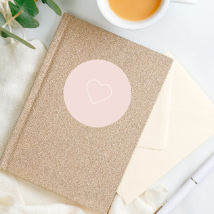 Modern Pastel Rosa och minimalistiskt hjärtglappat Runt Klistermärke