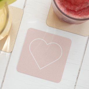 Modern Pastel Rosa och minimalistiskt hjärtglappat Underlägg Papper Kvadrat