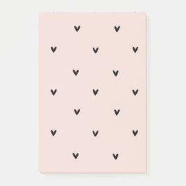 Modern Pastel Rosa och svart Hearts Mönster Post-it Block