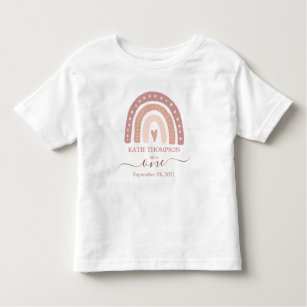 Modern Pastel Rosa Rainbow Boho Första födeldagen T Shirt