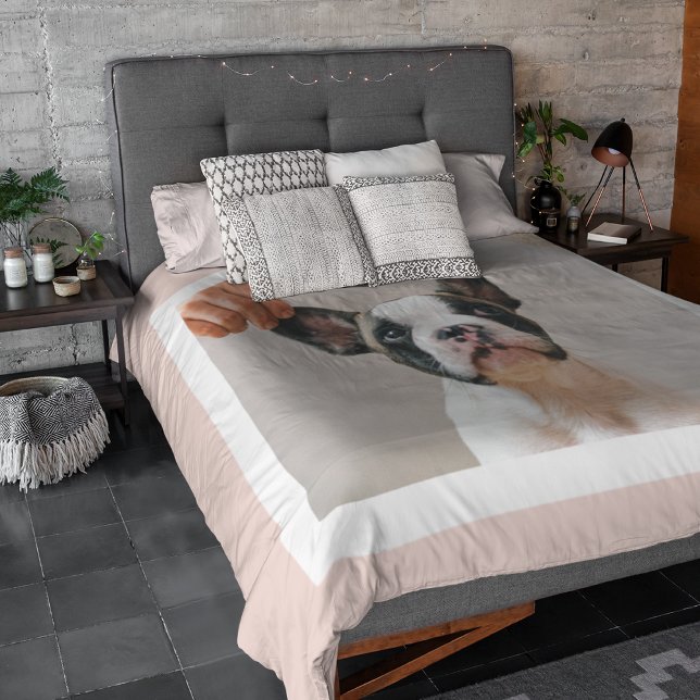 Modern Pastel Rosa Ram | Personligt Hund-foto Fleecefilt (Skapare uppladdad)