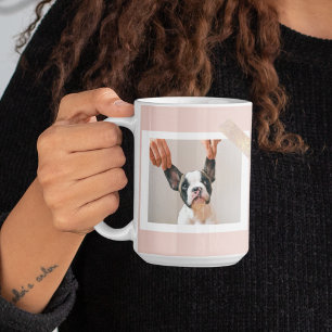Modern Pastel Rosa Ram Personligt Hund-foto Kaffemugg