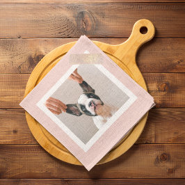 Modern Pastel Rosa Ram | Personligt Hund-foto Kökshandduk